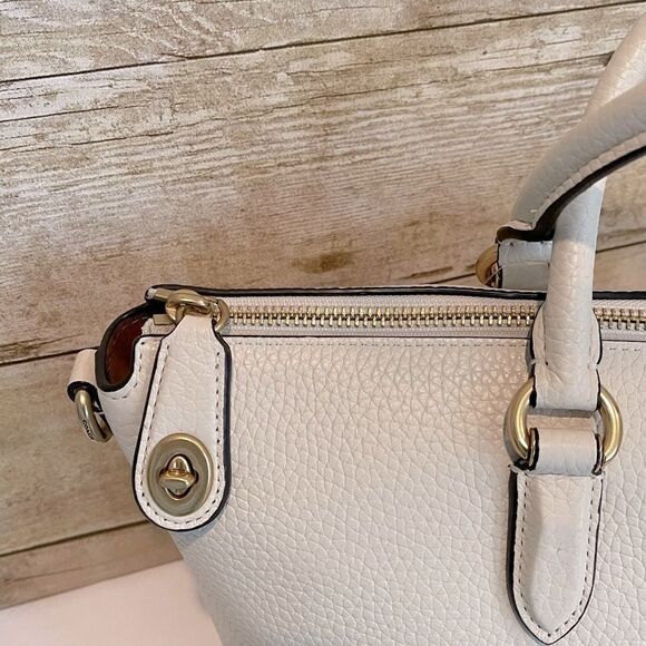 Coach - Cara Soft Pebble Leather Satchel Crossbody Bag. Dust Bag Chalk - Picture 7 of 15